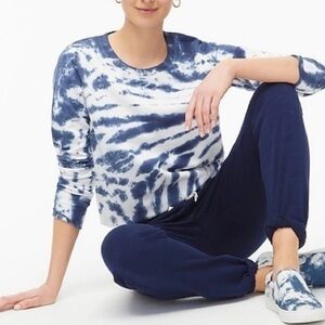 J. Crew White Blue / Indigo Tie Dye Sweatshirt Size S 100% Cotton